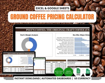Ground Coffee Pricing Calculator | Profit Margin Spreadsheet (Digital Download)