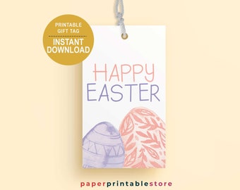 Easter Gift Tags, Printable Happy Easter Favor Tags, Easter Gift Tags, Printable Easter Tag. Digital Download