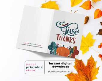 Give Thanks Card, Thanksgiving Card,  Greeting Card, Happy Thanksgiving, Friendsgiving Card