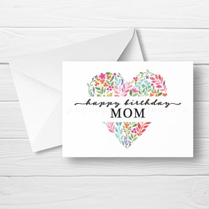 Cartão de Aniversário para Mãe, Cartão de Feliz Aniversário para Mãe, Download Instantâneo. Confira!