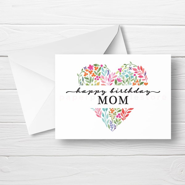 Birthday Card for Mom, Happy Birthday Mom Card, Instant Download. Check it out!