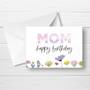Birthday Card for Mom, Happy Birthday Mommy, Instant Download. Check it out!