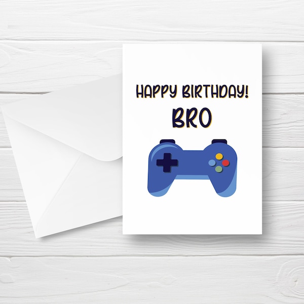 Gamer Birthday Card, Video Game Card, Happy Birthday Card Bro, Birthday Card Instant Download. Check this out!