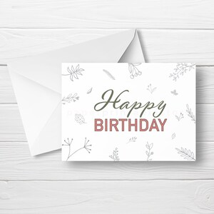 Cartão de feliz aniversário para impressão, cartão de aniversário, download instantâneo
