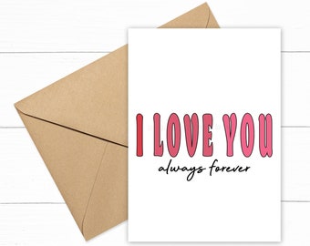 I Love You Printable Card, Anniversary Card, Valentines Day,Printable Card, Digital Download