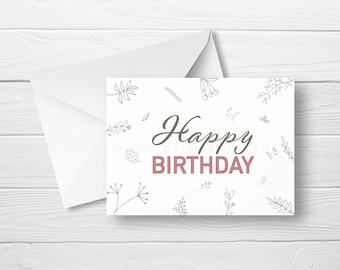 Happy Birthday Printable Card, Birthday Card, Instant Download