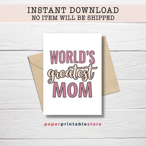 Tarjeta de felicitación de la mejor mamá del mundo, tarjeta imprimible, tarjeta de cumpleaños para mamá, tarjeta de agradecimiento para mamá, tarjeta del Día de la Madre