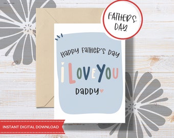 Te amo papá, feliz día del padre, tarjeta imprimible, tarjeta para papá, tarjeta de felicitación