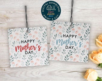 Blumen Muttertag Geschenkanhänger, Minimalistischer Muttertag Tags, Aufkleber, druckbare Geschenkanhänger (Digitaler Download)