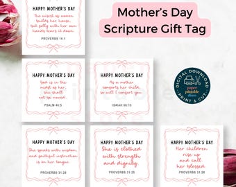 Muttertag Minimalist Bibel Vers Geschenkanhänger, Kokette Geschenkanhänger, Kirche Geschenk Geschenkanhänger für Mama, Bibel Vers Geschenkanhänger, druckbare Tags