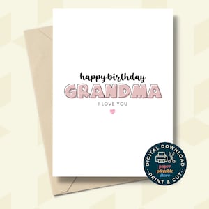 Cartão de aniversário da vovó, cartão de aniversário para impressão para a vovó, cartão de aniversário para ela, cartão da vovó
