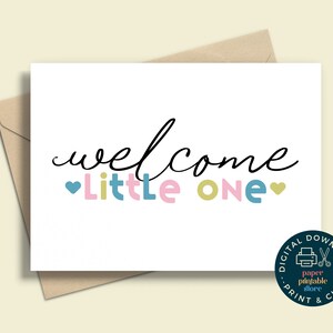 Welkom kleintje afdrukbare kaart, afdrukbare nieuwe babykaart, Instant Download wenskaart