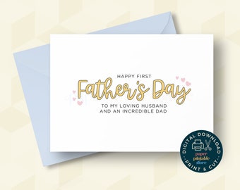 Happy First Father's Day Card, Printable Card, Father's Day, Colorful Card, Simple Father's Day Card