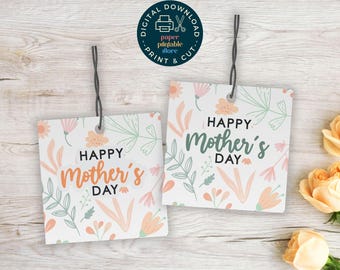 Floral Muttertag Geschenkanhänger | Geschenkanhänger zum Ausdrucken (Digitaler Download)