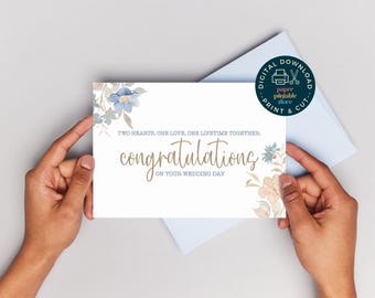Grusskarte Hochzeit | Druckbare Karte | Sofortiger digitaler Download | Druckbare Hochzeitskarte | Herzlichen Glückwunsch Hochzeitskarte