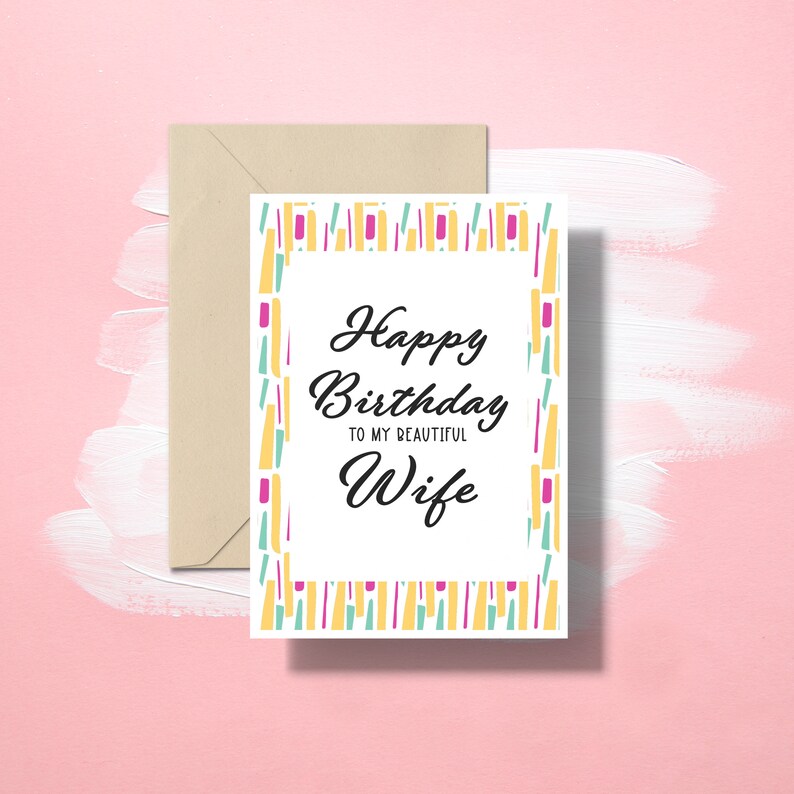 Birthday Card Wife, Happy Birthday Wife, Printable Card, Instant ...