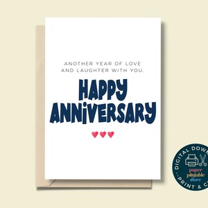 Anniversary Card for Him, for Her, Printable Card, Card for Wife, Card for Husband, Wedding Anniversary,