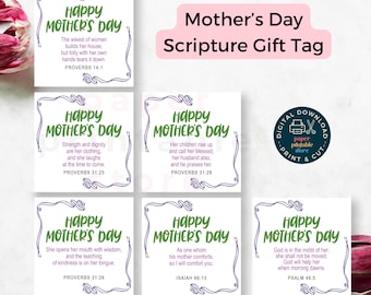 Muttertag Bibel Vers Geschenkanhänger, Kirche Gunst Geschenkanhänger für Mama, Bibel Vers Favor Label, druckbare Tags