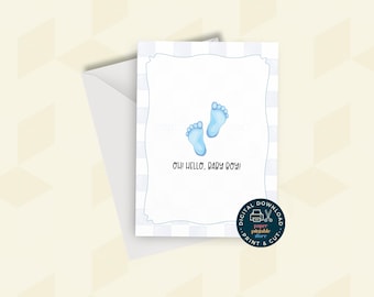 Baby Boy Karte druckbare Neugeborenen Baby Geschenk Glückwünsche Grußkarte Baby-Dusche-Geschenk-sofort Download