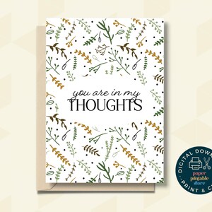 Du bist in meinen Gedanken Karte | Thinking Of You Karte zum Ausdrucken | Sofort Download Beileid Karte | Beileidskarte zum Ausdrucken
