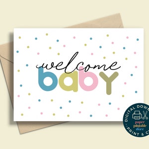 Willkommen Baby druckbare Karte, druckbare neue Baby Karte, Sofort Download Grußkarte