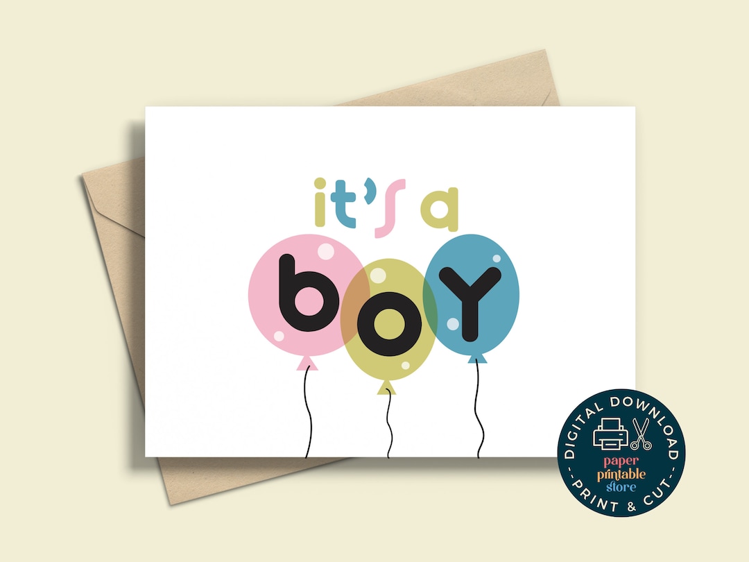 Printable It's A Boy Baby Card, Baby Shower Card, New Baby, Instant ...