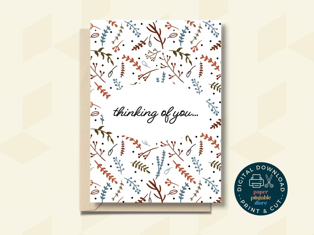 Thinking of You Floral Printable Card, Sympathy Card, Loss of Loved One ...