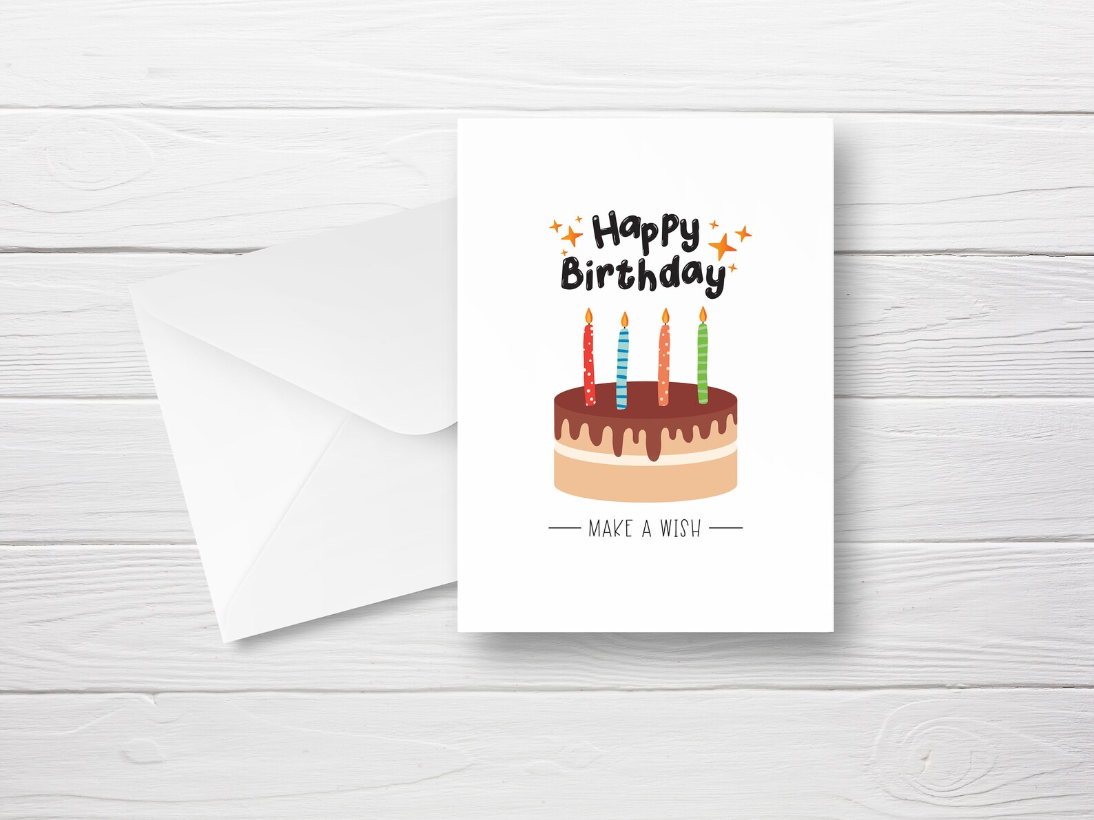 Birthday Card Printable Happy Birthday Card Make A Wish Etsy
