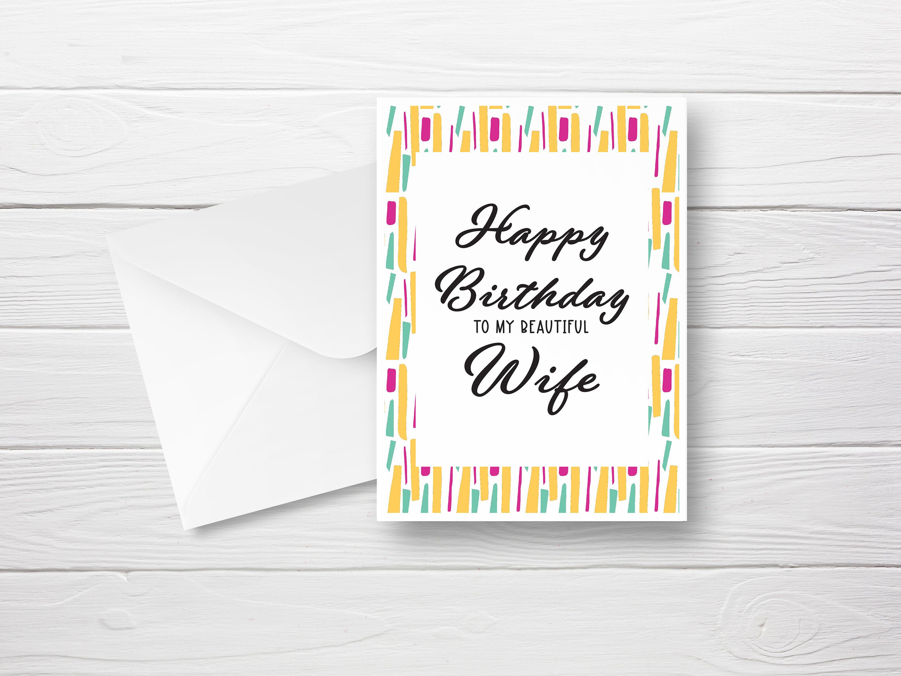birthday card wife happy birthday wife printable card etsy