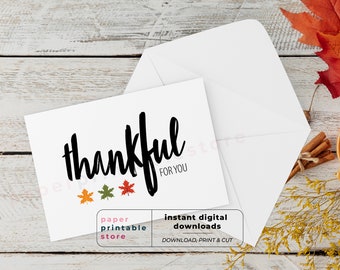 Thankful For You Card,  Thank you Card, Appreciation Card, Thanksgiving Card, Friendsgiving Card