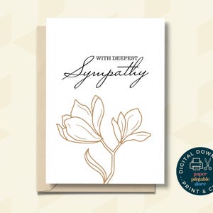 Carte de sympathie imprimable | Carte de deuil numérique | Carte de condoléances à téléchargement immédiat | Carte de deuil