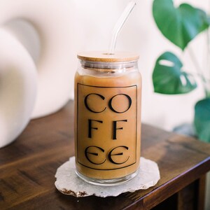 black coffee glass cup Glass Soda Can Lid & Straw black or white