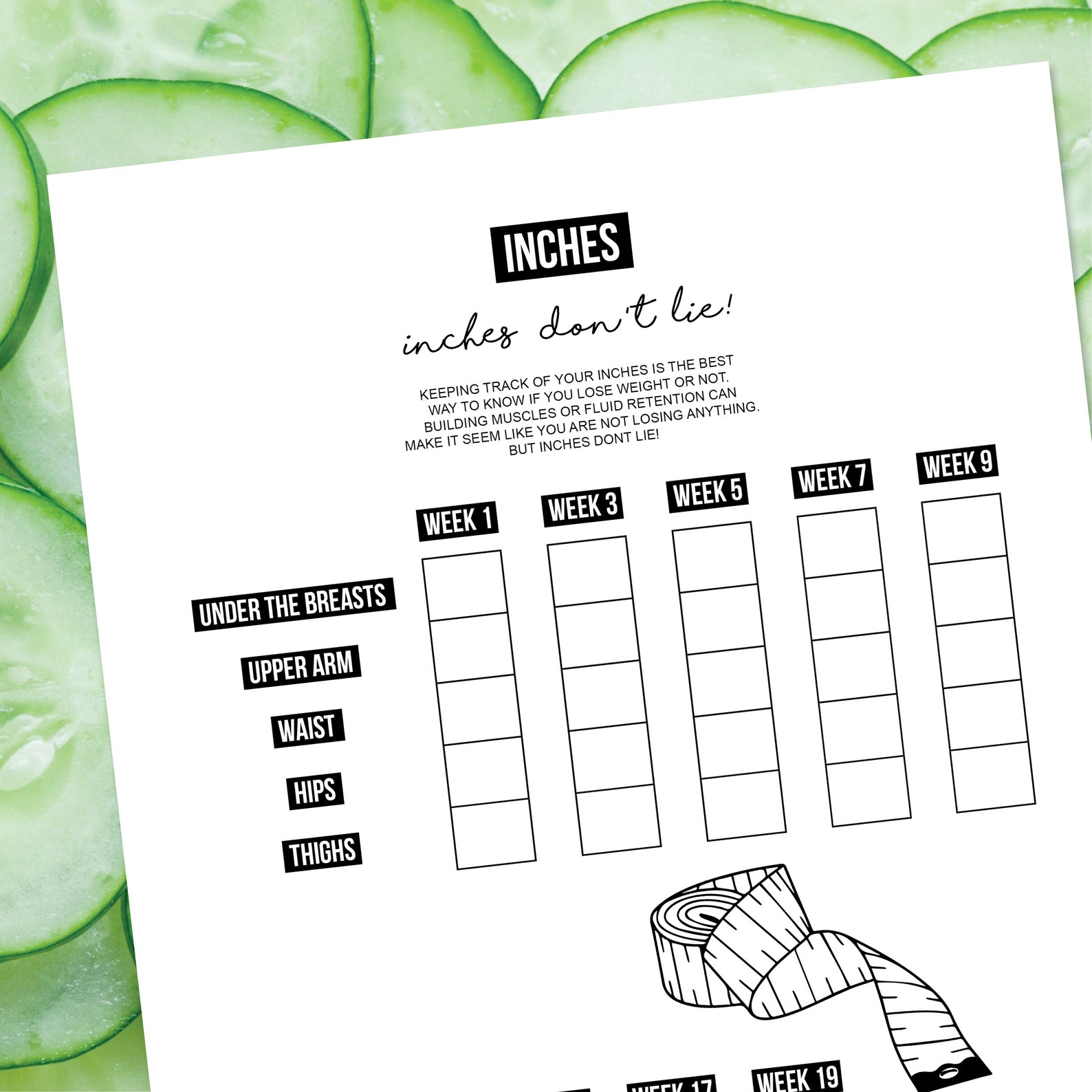 PRINTABLE Weight Loss/inches Tracker English Etsy