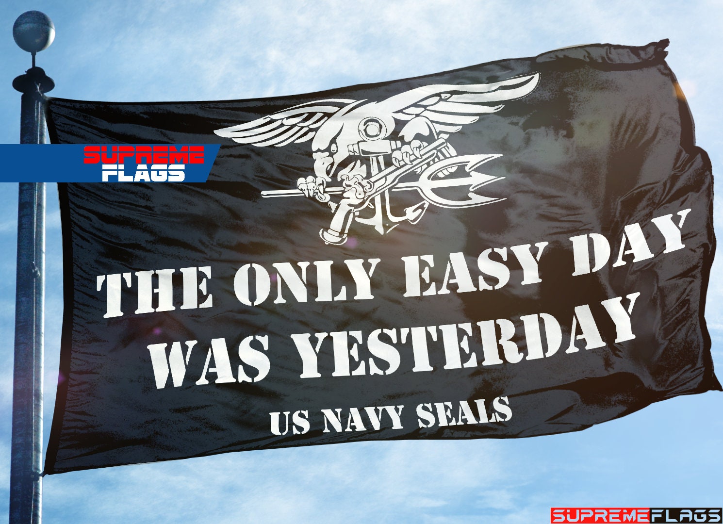 US Navy Seals Flag 3x5 ft Banner The Only Easy Day Was Etsy