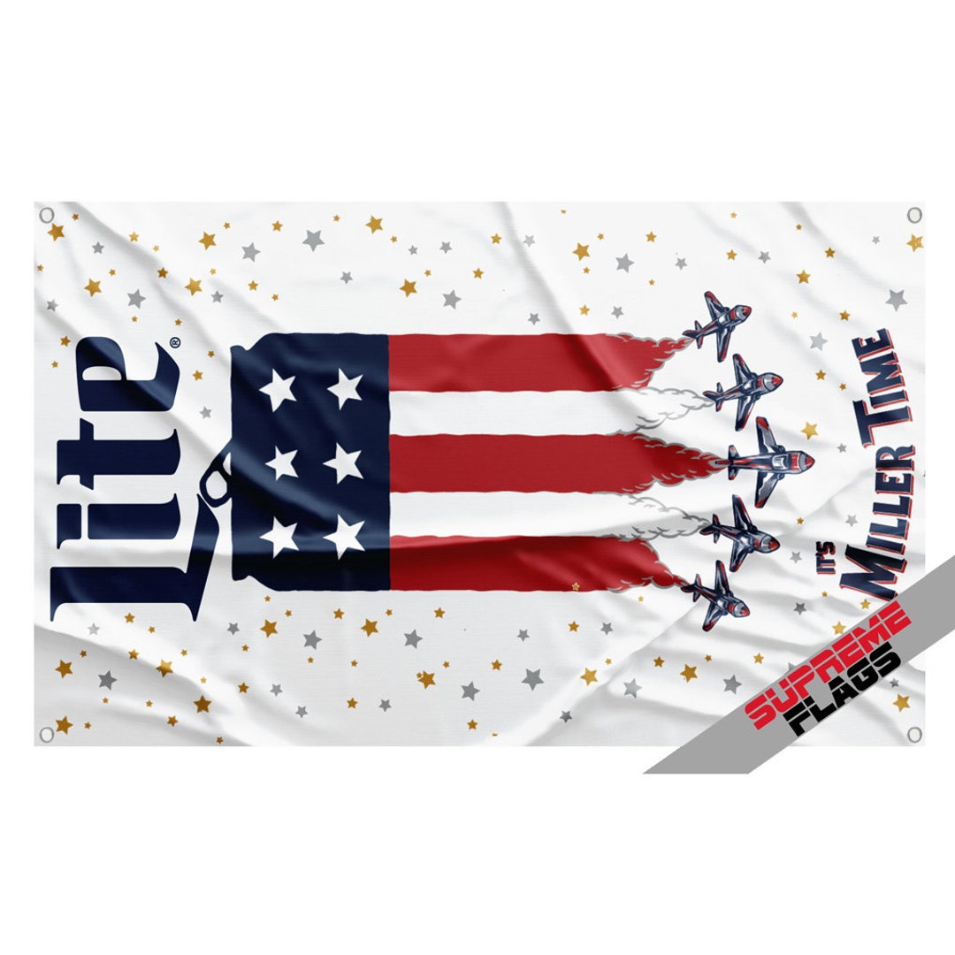 Miller Lite Flag 3x5 Ft Banner It's Time Milwaukee Etsy