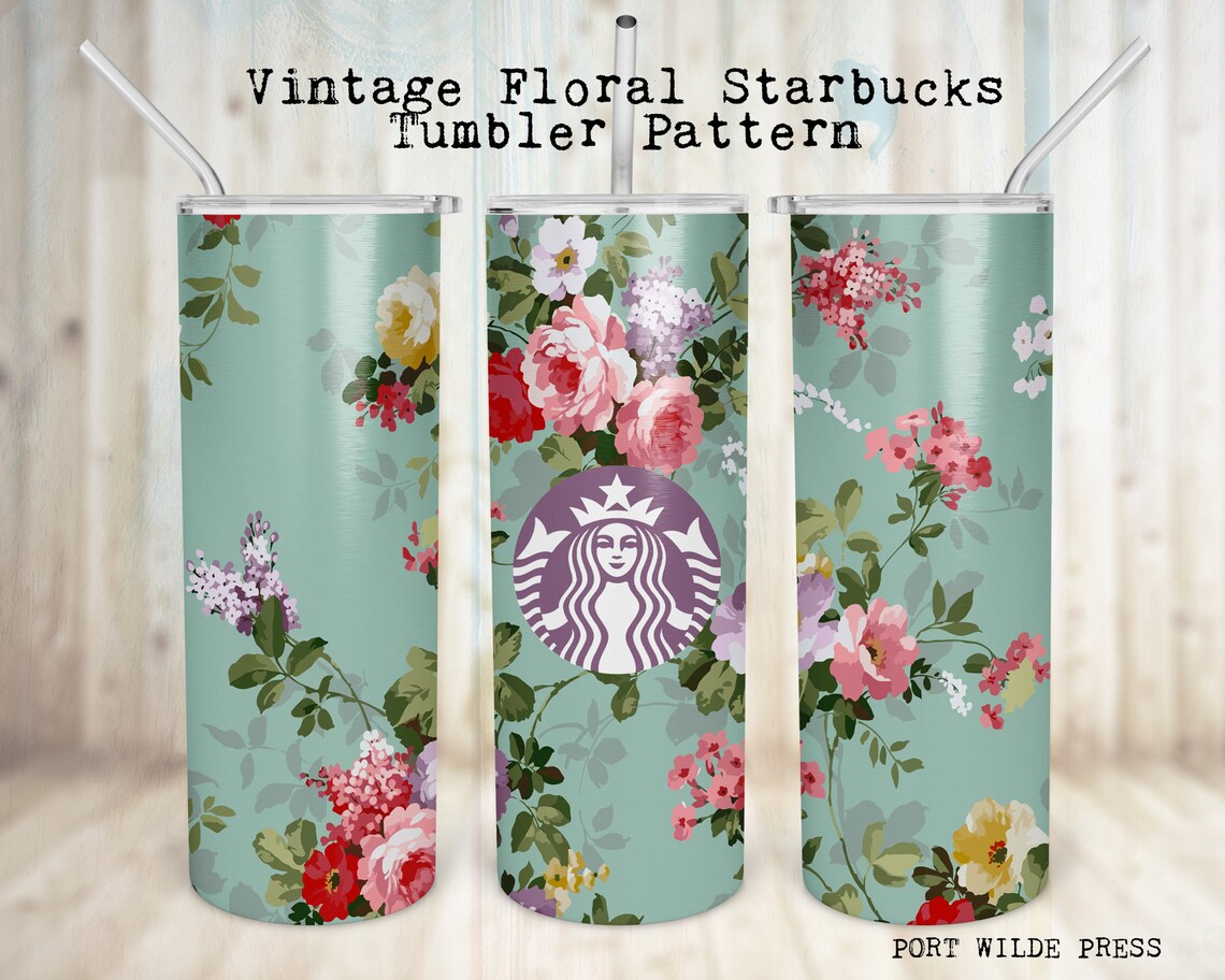 Flower Tumbler Floral Tumbler Starbucks Tumbler Tumbler Etsy