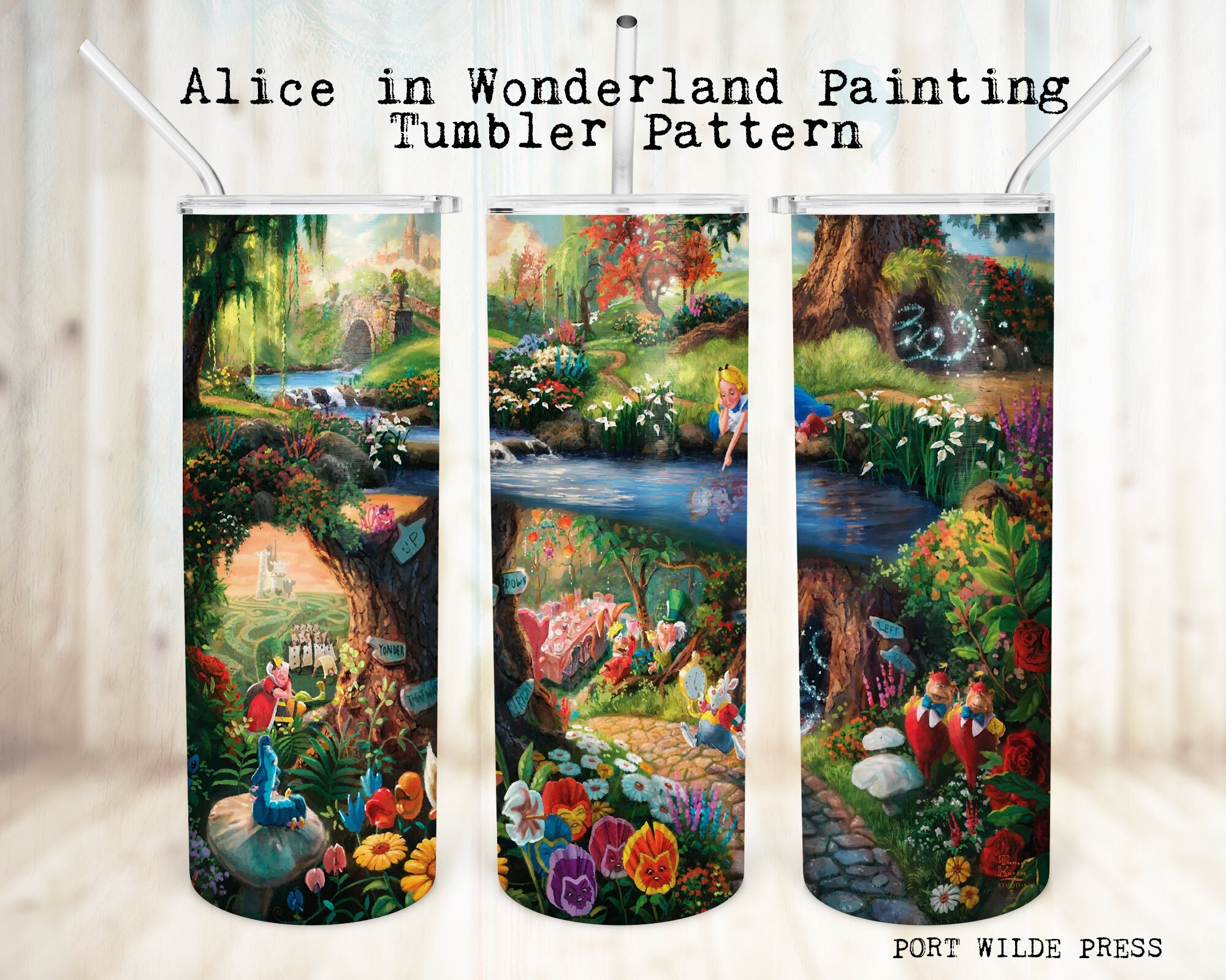 Alice in Wonderland Tumbler, Princess Tumbler, Painting Tumbler, Stra…