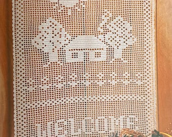 Filet Crochet Welcome Sign Pattern: Elegant Home Decor (PDF Digital Download