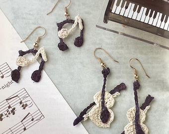 Pendientes vintage de crochet con notas musicales – Patrón – Descargar PDF
