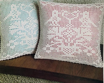 Filet Crochet Bird Pillow Pattern | Bird Design | Retro Home Décor | Digital Download PDF