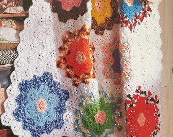 Vintage Patchwork Garden Afghan Crochet Pattern | Floral Granny Square Blanket | Digital Download PDF