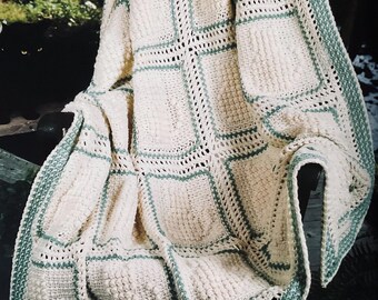 Patrón de afgano vintage de gatos de crochet (descarga en PDF)