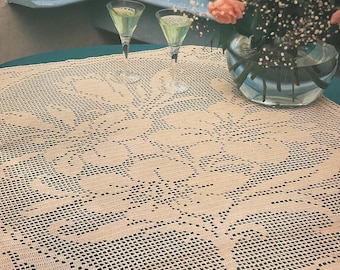 Patrón de crochet de filete de hibisco: tapete de encaje floral vintage (patrón PDF)