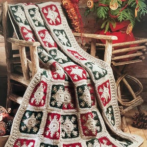 Vintage Christmas Snowflake Afghan Crochet Pattern | Holiday Lace Motif Blanket | Classic Winter Crochet PDF