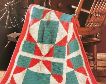 Modello per trapunta afgana all'uncinetto vintage / Design per coperta in stile patchwork / Download digitale in PDF