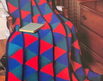 Modello all'uncinetto afgano con girandole patchwork vintage / Coperta in stile trapunta retrò / Download PDF digitale