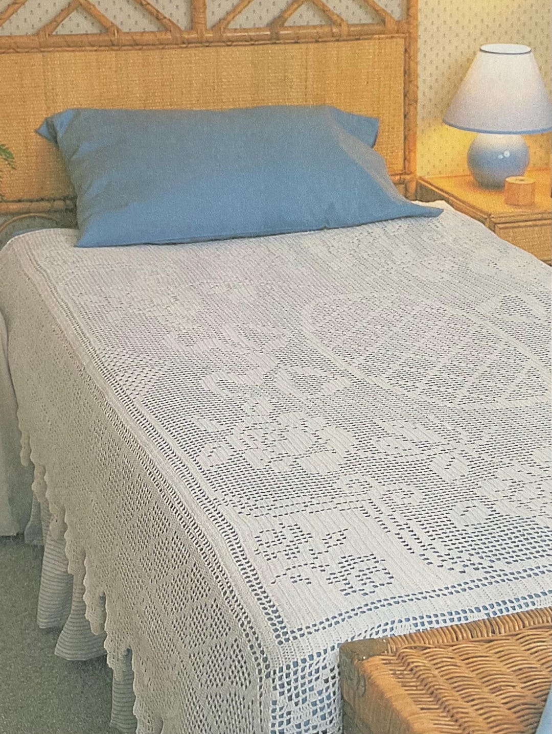 Vintage White Rose Bedspread Crochet Pattern | Lacy Floral Heirloom ...