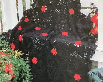 Vintage Spanish Flower Afghan Crochet Pattern | Classic Floral Motif Throw | Retro 1995 Textured Blanket