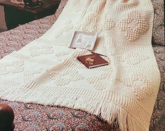 Vintage Bubble Stitch Desert Flower Afghan Crochet Pattern | Textured Floral Motif Blanket