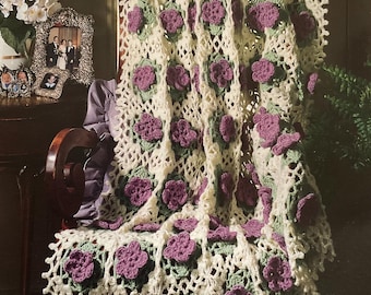 Floral afghan pattern | Textured Blanket & Afghan Design | Vintage Crochet Stitch | Digital Download PDF